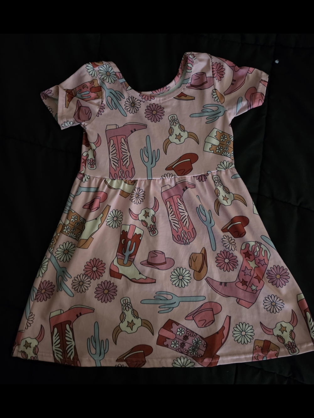 Toddlers Pink Western Print Dress